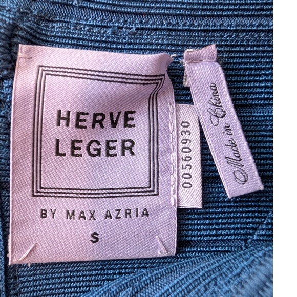 Herve Leger Kahli Bandage Dress S Royal Blue V-Neck 3/4 Sleeve Bodycon Y2K Glam - Picture 7 of 14